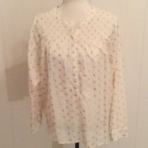 J Crew white shirt with gold star print